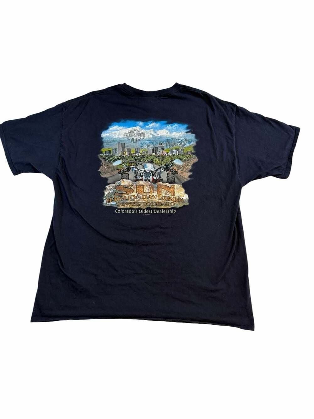 Harley Davidson Denver Colorado Sun T Shirt Mens 2XL Scenic Back Graphic Biker